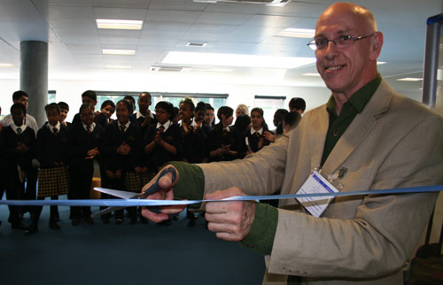 David Thorpe opening a new school library at St Matthew Academy, London, May 2008