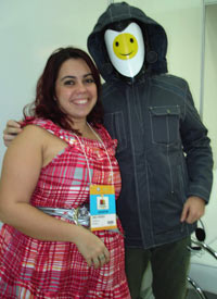 DCL editor Camile Mendrot with Johnny Online at the Sao Paolo bookfair, Brazil edition launch (Hibridos), August 24 2008