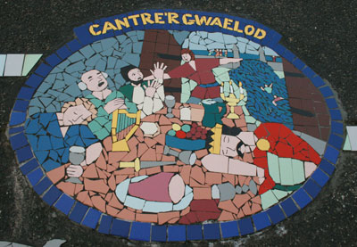 Mosaic by Pod Clare of the Cantre'r Gwaelod myth in Borth, Ceredigion, Wales