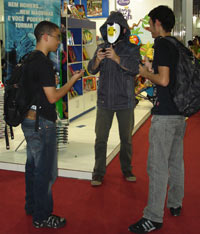 Johnny Online with children at the Sao Paolo bookfair, Brazil edition launch (Hibridos), August 24 2008