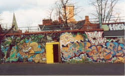 Graffitti in a tarmac 'park'